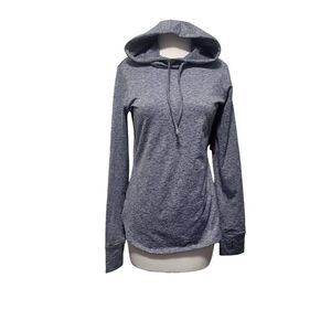 REEBOK Fired Up Vector Brushback Quietshade Heather Womens Hoodie Sz S NEW